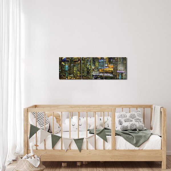 Éjszakai város képe (órával) (90x30 cm)