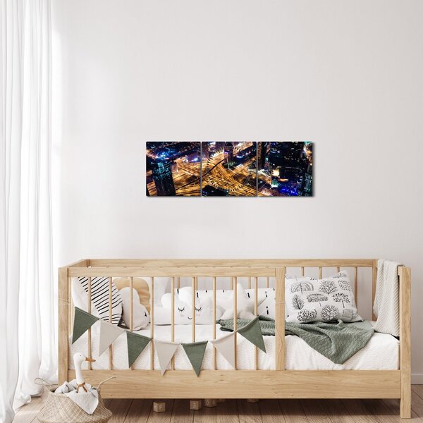 Éjszakai város képe (órával) (90x30 cm)