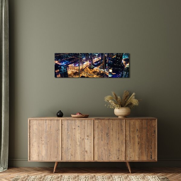 Éjszakai város képe (órával) (90x30 cm)