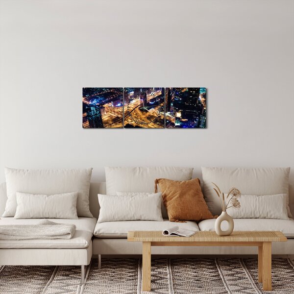Éjszakai város képe (órával) (90x30 cm)