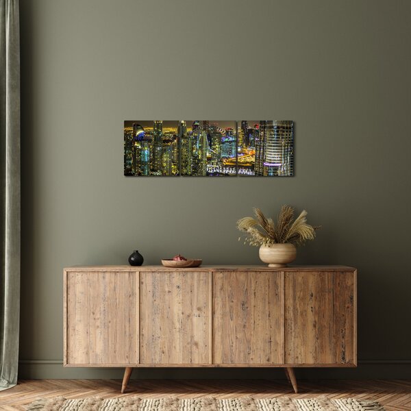 Éjszakai város képe (órával) (90x30 cm)