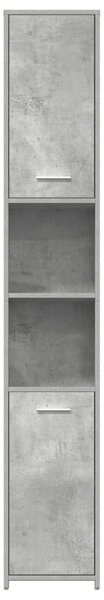 Betonszürke szerelt fa fürdőszobaszekrény 30 x 30 x 183,5 cm