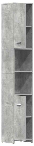 Betonszürke szerelt fa fürdőszobaszekrény 30 x 30 x 183,5 cm