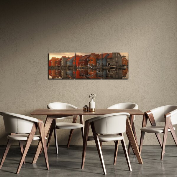 Színes házak képe (órával) (90x30 cm)