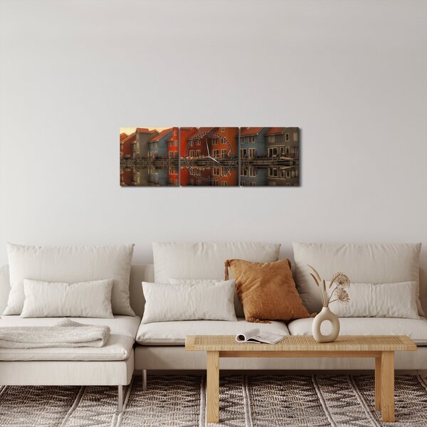 Színes házak képe (órával) (90x30 cm)