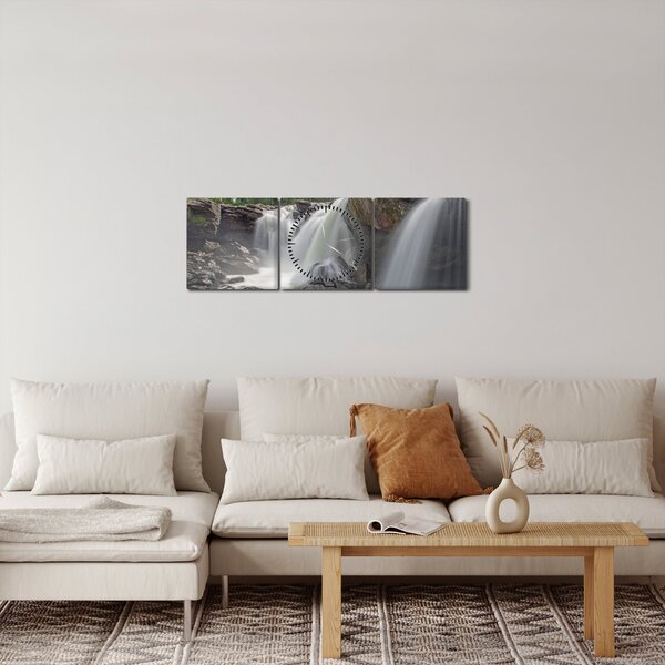 Vízesések képe (órával) (90x30 cm)