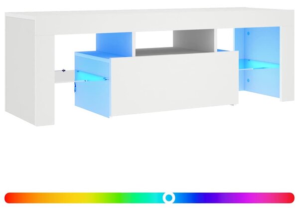 Fehér TV-szekrény LED-lámpákkal 120 x 35 x 40 cm