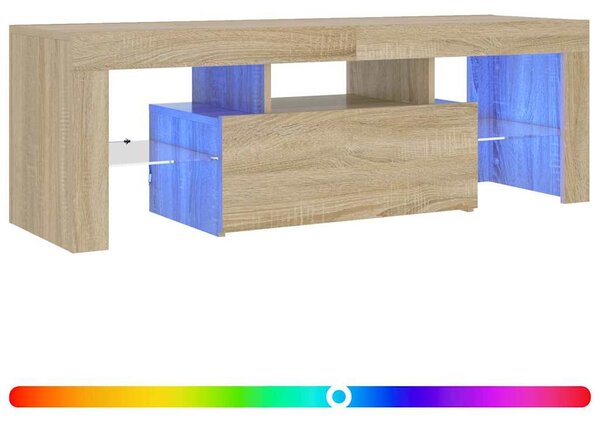 Sonoma tölgy színű TV-szekrény LED-lámpákkal 120 x 35 x 40 cm