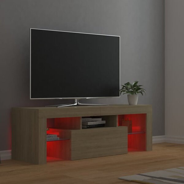 Sonoma tölgy színű TV-szekrény LED-lámpákkal 120 x 35 x 40 cm