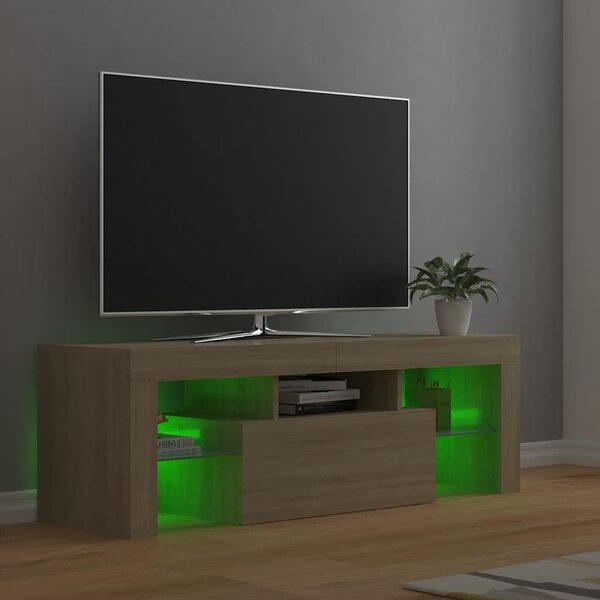 Sonoma tölgy színű TV-szekrény LED-lámpákkal 120 x 35 x 40 cm