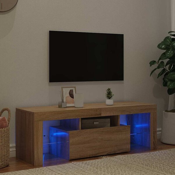 Sonoma tölgy színű TV-szekrény LED-lámpákkal 120 x 35 x 40 cm
