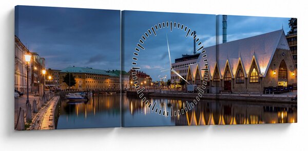 Vízcsatorna képe - Göteborg (órával) (90x30 cm)