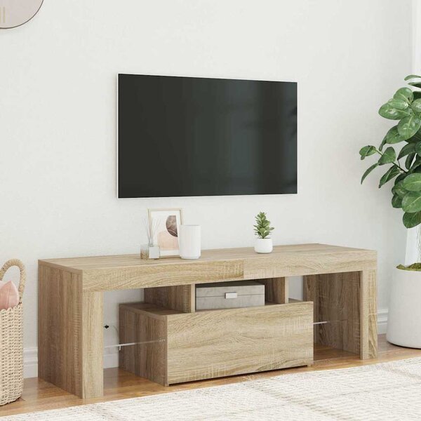 Sonoma tölgy színű TV-szekrény LED-lámpákkal 120 x 35 x 40 cm