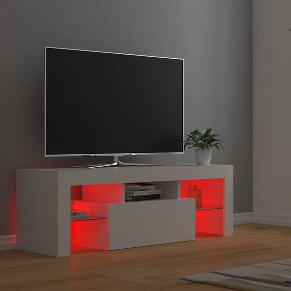 Fehér TV-szekrény LED-lámpákkal 120 x 35 x 40 cm