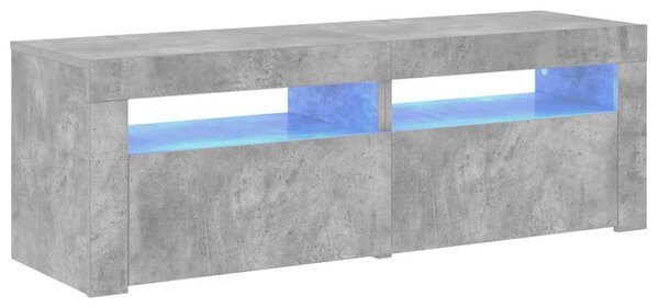 Betonszürke TV-szekrény LED-lámpákkal 120 x 35 x 40 cm