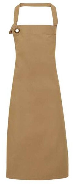 Beige pamutvászon kötény- állítható nyakpánttal - zseb nélküli modell
