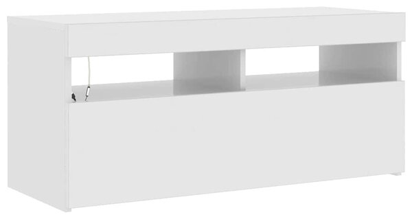 Magasfényű fehér TV-szekrény LED lámpákkal 90x35x40 cm