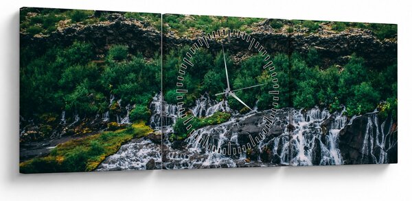 Vízesések képe a természetben (órával) (90x30 cm)