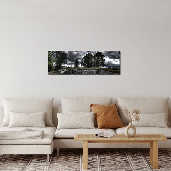 Egy felhős ég képe (órával) (90x30 cm)