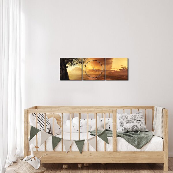 Narancssárga felhők képe (órával) (90x30 cm)