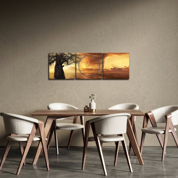 Narancssárga felhők képe (órával) (90x30 cm)