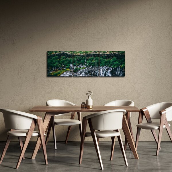 Vízesések képe a természetben (órával) (90x30 cm)