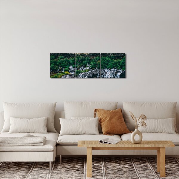 Vízesések képe a természetben (órával) (90x30 cm)