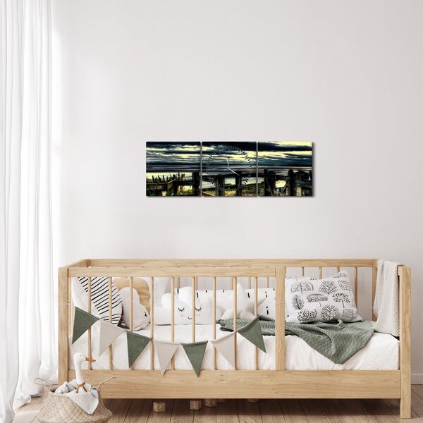 Szivárvány a tenger felett képe (órával) (90x30 cm)