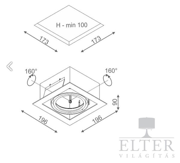 Squares álmennyezetbe süllyeszthető spotlámpa