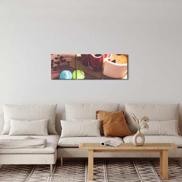 Kávé és a macaroon képe (órával) (90x30 cm)