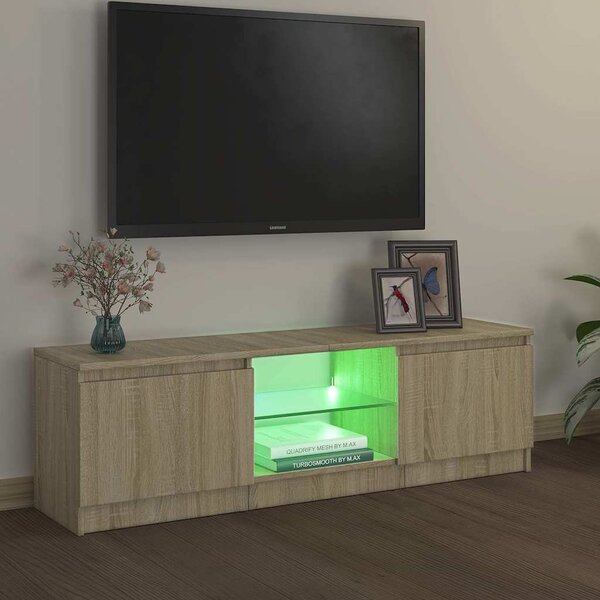 Sonoma tölgy színű TV-szekrény LED lámpákkal 120x30x36 cm