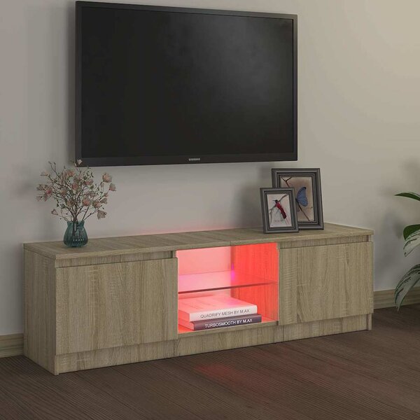 Sonoma tölgy színű TV-szekrény LED lámpákkal 120x30x36 cm