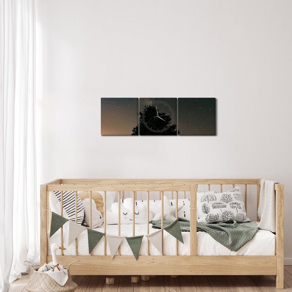 Egy éjszakai égbolt fákkal képe (órával) (90x30 cm)