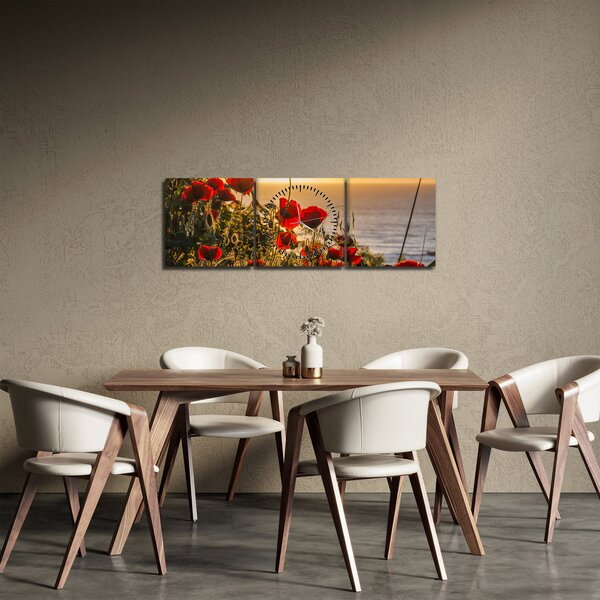 Naplemente és a pipacsok képe (órával) (90x30 cm)