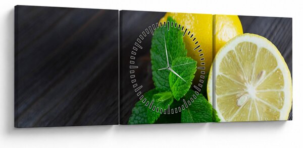 Citrom és a menta az asztalon képe (órával) (90x30 cm)
