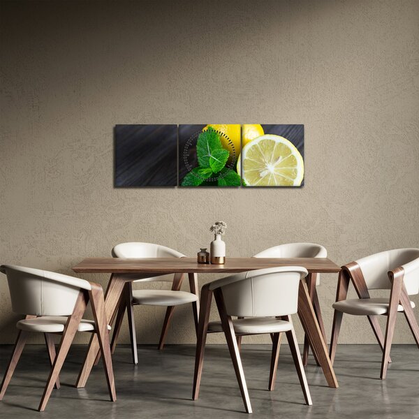 Citrom és a menta az asztalon képe (órával) (90x30 cm)