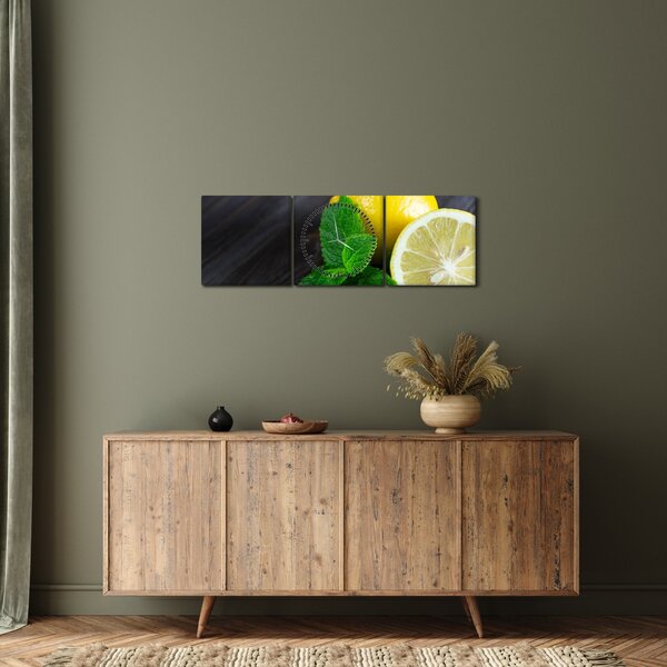 Citrom és a menta az asztalon képe (órával) (90x30 cm)