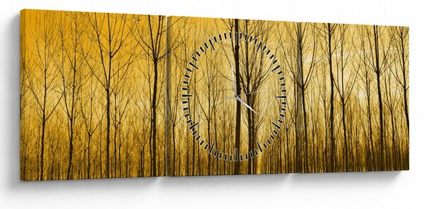 Egy erdő naplementekor képe (órával) (90x30 cm)