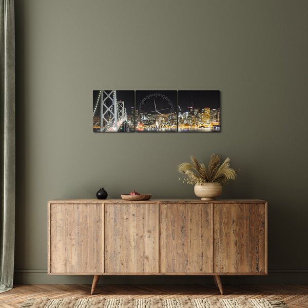 A Brooklyn-híd és a New York-i kép (órával) (90x30 cm)