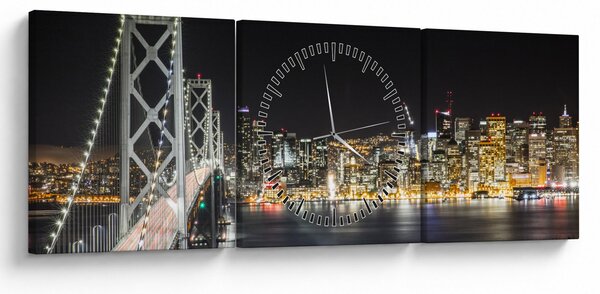 A Brooklyn-híd és a New York-i kép (órával) (90x30 cm)