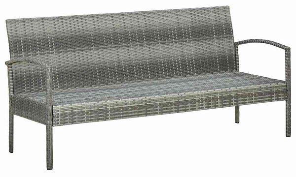 3 személyes szürke polyrattan kerti kanapé párnával
