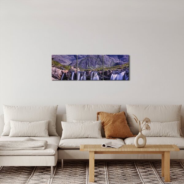 Vízesések képe (órával) (90x30 cm)