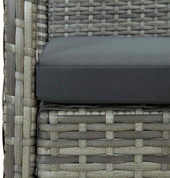 3 személyes szürke polyrattan kerti kanapé párnával