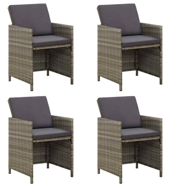 4 db szürke polyrattan kerti szék párnával