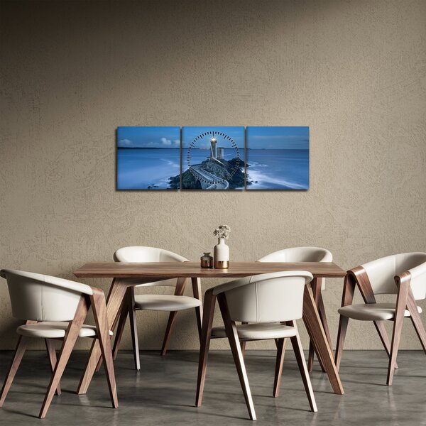 A világítótorony és a tenger képe (órával) (90x30 cm)