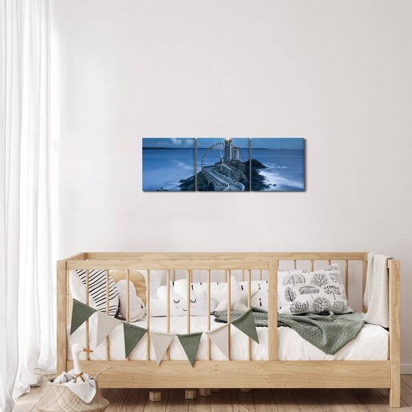 A világítótorony és a tenger képe (órával) (90x30 cm)
