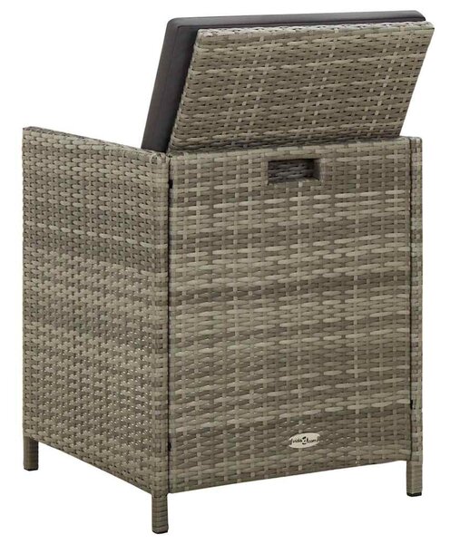 4 db szürke polyrattan kerti szék párnával