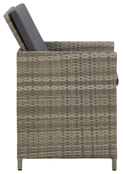 4 db szürke polyrattan kerti szék párnával