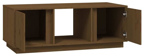 Mézbarna tömör fenyőfa dohányzóasztal 110 x 50 x 40 cm