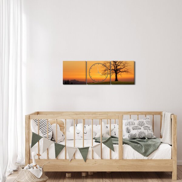 Naplemente a réten képe (órával) (90x30 cm)